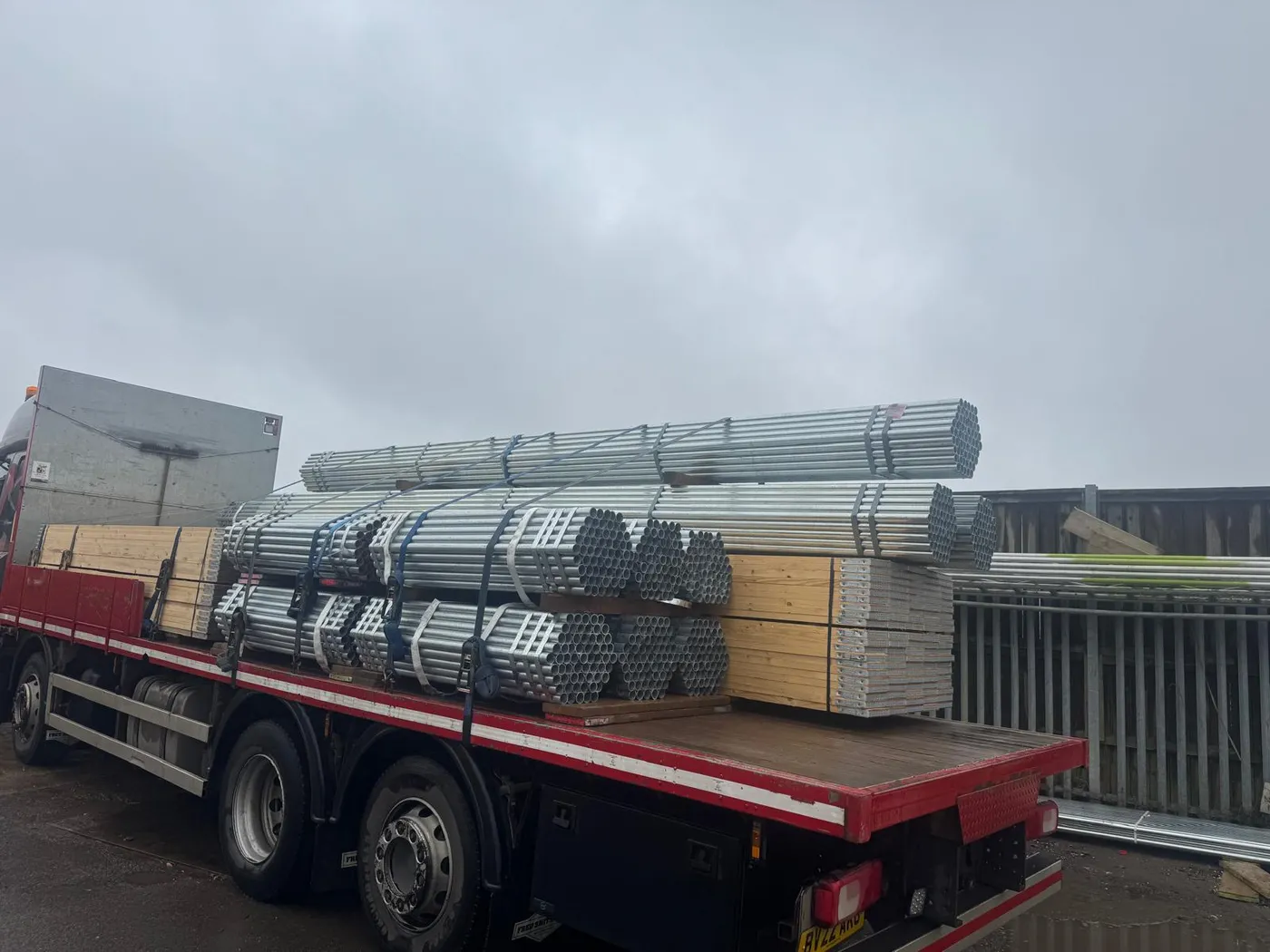 Infrastructure site with scaffolding